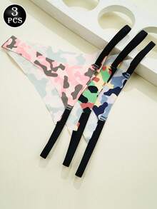 3件套迷彩印花女士舒适无痕丁字裤和文胸套装 - 彩色 - 查看 4