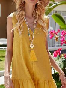 Women's Wooden Bead Long Necklace, Suitable For Daily Wear - Multicolor - View 2