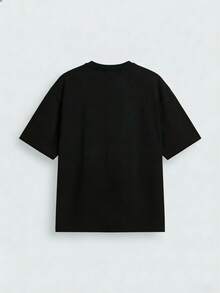 Fractyr Camiseta de manga corta de cuello redondo con estampado 3D de corazón y letra, de moda casual y urbana para hombre, verano - Negro - Ver 4