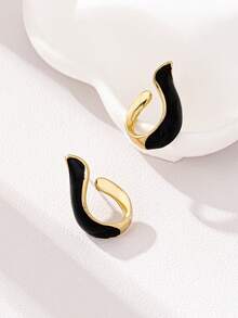 1 Pair Fashionable Versatile Retro U-Shaped Earrings - Multicolor - View 1