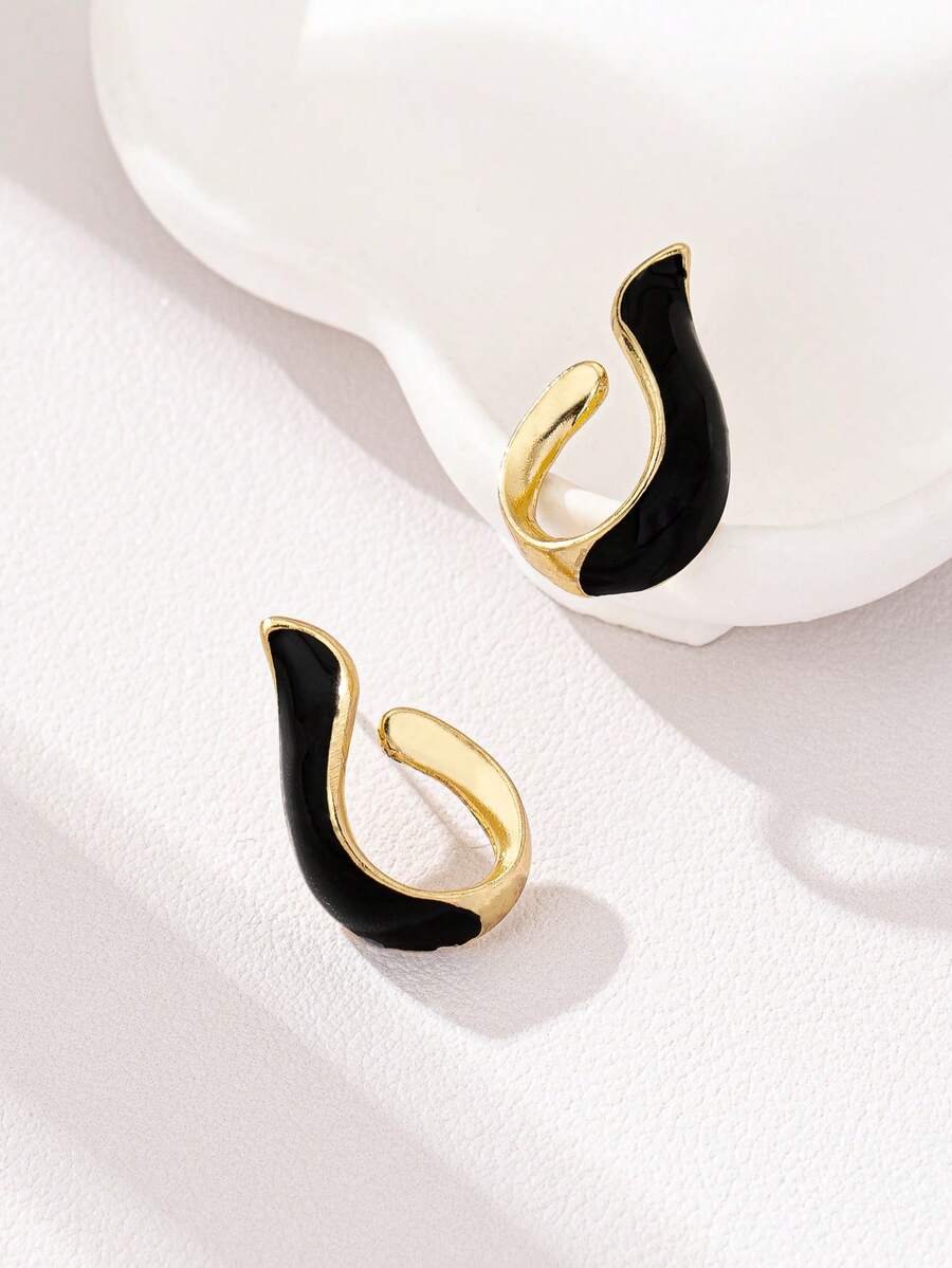 1 Pair Fashionable Versatile Retro U-Shaped Earrings - Multicolor - View 1