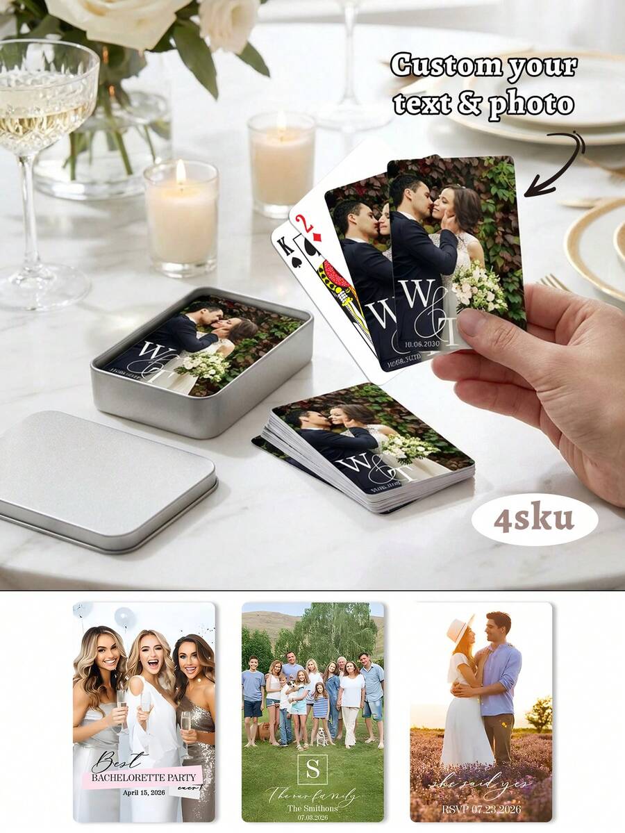 Custom Photo Playing Cards,Personalized Playing Cards With Your Design,Custom Printed Card Deck,Wedding Playing Cards,Unique Gift - Multicolor - View 1