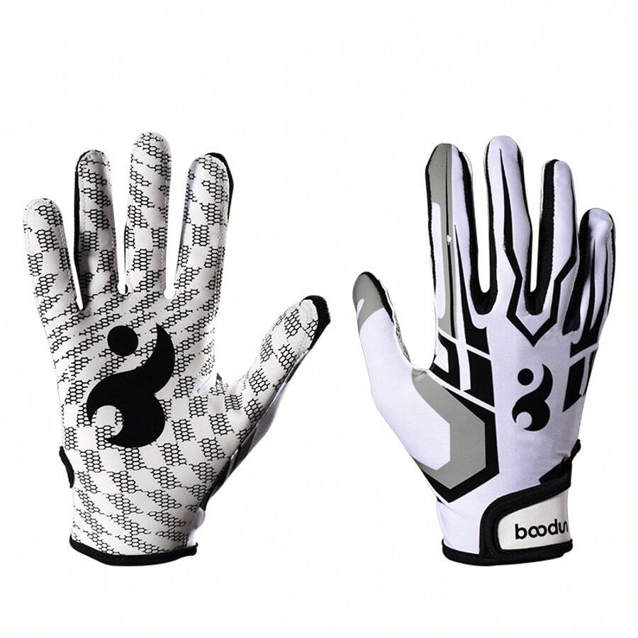 boodun 1 Pair Silicone Non-Slip Durable Palm Protection Football/Baseball Sports Gloves, Unisex