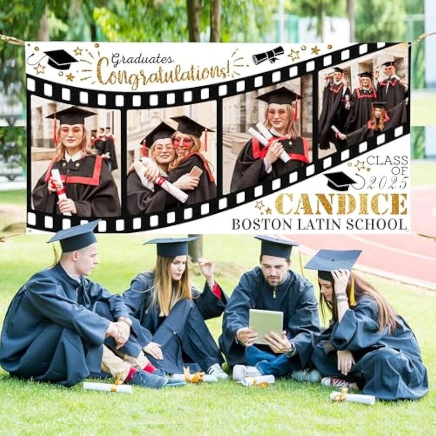 1pc Personalized Graduation Banner With Photo Name Class Of 2026 Custom Graduation Backdrop Congratulations Graduate Party Decorations Supplies Congrats Grad Banners Yard Sign Graduation Gifts - Màu2 - Xem 1