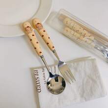 Portable 4-Piece Dining Set: Artisan Design Featuring Elegant Ceramic Handle And Premium Stainless Steel Body - Pink - View 6