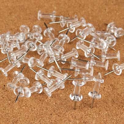 50/100 piezas Chinchetas transparentes para mapas, chinchetas para tablero de corcho