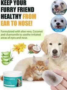 1 Box Of 100pcs Pet Beauty Wipes, Suitable For Cats And Dogs - Tear Stains, Chin, Paws, Buttocks Cleaning Wipes, Remove Dry And Sticky Mucus, Secretions, And Tear Stains, Gentle Tear Stain Remover, Essential Pet Eye Supplies, Pet Foot Cleaning - Uscented - View 1