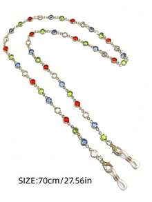 1pc Handmade Acrylic Rhinestone Chain, Versatile Mask Lanyard, Eyeglasses Chain, Anti-Lost Anti-Slip - Gold - View 5