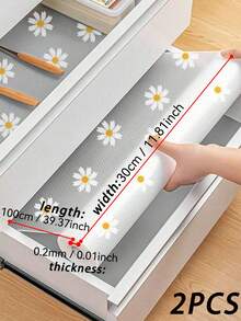 1/2 Roll Daisy Pattern Kitchen Cabinet Shelf Liner, Non-Adhesive Drawer Mat, Non-Slip Refrigerator Pad, Waterproof EVA Fridge Liner, Cabinet Mat, Easy Placemat - Multicolor - View 13
