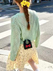 蝴蝶结设计手提包，时尚链条迷你包，个性化零钱包口红小包，单肩斜挎包 - 彩色 - 查看 2