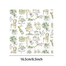 20/40/60 buc șervețele de hârtie de unică folosință cu tematică de nuntă, verde salvie, șervețele de cocktail, cu imprimeu de acuarelă pentru tort de șampanie, cu toc înalt, pentru decorațiuni de masă pentru recepție de nuntă și logodnă, burlac - Vizualizare 4