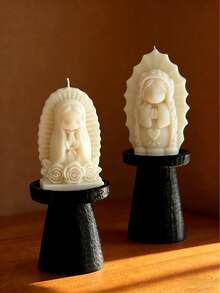 Bộ 2 nến thơm hình Đức Mẹ Maria và bé gái cầu nguyện dễ thương, đế hình hoa hồng trái tim, làm thủ công, 4 màu sắc và mùi hương để lựa chọn, thích hợp để trang trí nhà cửa, tiệc tùng, làm quà tặng và đạo cụ chụp ảnh. - Đức Mẹ Maria và Thiếu Nữ Cầu Nguyện - Xem 6