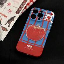 GUCADI 1pc Film Blue & Red Striped [Soft] + Red Triple Circle Stand Red & Blue Striped 16 17 Phone 15 Pro Retro Film Style Stand 14 Full Coverage 13 - 藍色 - 查看 13