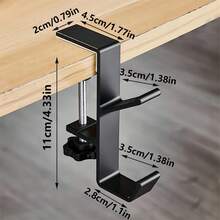 1pc Versatile Under-Desk Hook - Adjustable, High-Load Capacity, Easy-Install, Versatile, Home Office Desk Edge Hook, Portable And Practical Bag Holder Hanging Hook For Office School Desk Table - White - View 5