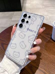 1pc Fashionable Creative Cartoon Line Bear & Letter Pattern Transparent Air Cushion TPU Shockproof Phone Case, Suitable As Holiday Gift For Samsung S25, S24, S23, S22, A05, A73, A53 And Other Models - Multicolor - View 7