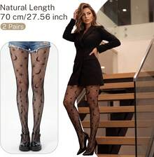 2 Pairs Moon Fishnet Stockings Women, Gothic Fishnet Tights Stretchy Fishnets Leggings Funky Tight Fishnets Black Lace Tights Cosplay Halloween Daily - 1 - 查看 3