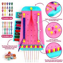 Kids DIY Weaving Craft Set, Includes Weaving Tool, Ropes, Beads, Stickers And Other Accessories. Can Weave Friendship Bracelets And Hairstyles, Enhances Hands-On Ability And Creativity. Perfect Handicraft Gift For Birthday Parties, Family Gatherings, Suitable For Children 6+ Years Old - Multicolor - View 7