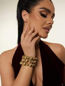 3pcs/Set Gothic Retro Large CCB Chain Bracelet, Women's Classic Elastic Beaded Bracelet, Couples Bracelet - Bracelet - View 1