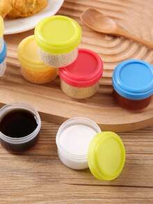 4pcs/6pcs 35ml Salad Dressing Containers With Screw Lids, Plastic Sauce Condiment Containers With Covers For Lunch Box School Supplies,Back To School,Picnic,Party - View 4