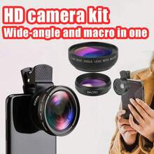 1个二合一高清视频录制镜头，适用于智能手机 - 37mm 0.45倍广角和微距镜头 - 通用夹式设计，兼容 15/14/13 Pro Max及其他智能手机 - ABS材质，带防刮涂层 - 无需电池 - 是Vlog/旅行摄影的理想之选 - A - 查看 4