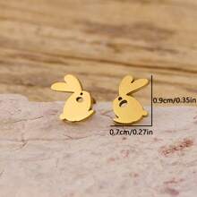 1 Pair Charming Stainless Steel Rabbit Earrings - Cute Punk Style, Perfect For Parties And Daily Wear. Ideal Gift For Ladies. - GED904 - View 2