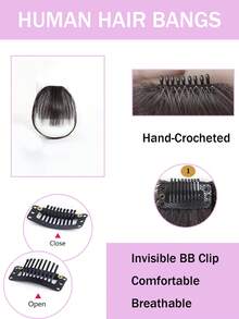 Flequillo postizo de cabello humano, ligero y suave, con patillas, pieza frontal de flequillo falso, extensiones de cabello con flequillo falso para mujeres - Multicolor - Ver 3