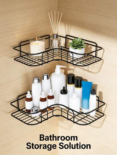 1件套浴室厨房收纳架，洗发水收纳架，角架，粘性墙贴，浴室收纳架，厨房浴室肥皂收纳架