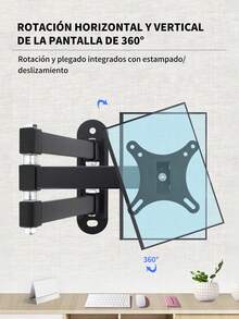 Soporte de pared para TV/monitor de metal con movimiento completo, brazo articulado con giro, inclinación y extensión, compatible con televisores LED LCD de pantalla plana,Soporte De Pared Para Tv/monitor De 14 A 55/(10"- 26"),carga máxima 50KG/12KG.400 X 400 Cm (260 X 260 CM) - Negro - Ver 4