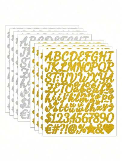Self-Adhesive Vinyl Letter & Number Stickers, Mailbox Number Stickers, Home Decor, Signage, Door Decals, Business Decoration Stickers, Glitter Letter Stickers, Suitable For Scrapbooking, Cups, Water Bottles, Mailboxes And DIY, Gift Decoration, Waterproof, Personalized Letter Name Tag Stickers, Water Bottle Letter Stickers, Letter Name Sticker Labels, For Customizing Cups With Name Logos