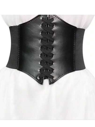 1 pieza Accesorio de Renacimiento para mujer Cinturón de corsé ajustable de estilo punk negro, adecuado para Halloween o uso diario