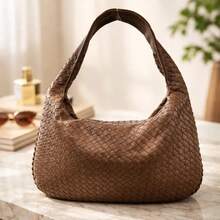 Elegant Women's Shoulder Bag In Braided Faux Leather - Cà phê - Xem 1