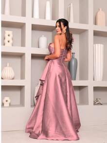 Long Dress With Flower For Graduation, Party, Wedding, Evening. - Rosa Oxidada - Ver 3