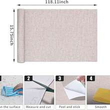 1 Roll Of Beige Linen Pattern Self-Adhesive Wallpaper, Grass Cloth, Ready-To-Peel Wallpaper, Beige Artificial Linen Contact Paper, Suitable For Cabinets/Countertops, Removable, Textured Wallpaper Self-Adhesive, Vinyl Fabric Wallpaper Waterproof - Linen - View 8