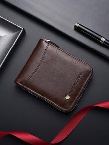 New Retro Men's Wallet, Short Bifold Leather Card Holder Zipper Wallet, Easter - Multicolor - View 16