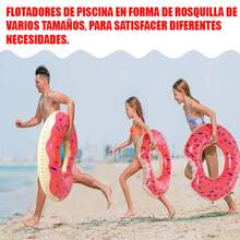 1pc Flotador de rosquilla inflable con diseño de chocolate y sprinkles, flotador de natación para adultos y niños flotador de piscina, juguete acuático, rosquilla inflable, verano, playa, piscina, accesorio de fiesta en la piscina, flotador para fotos, flotador de natación - Rosa - Ver 9