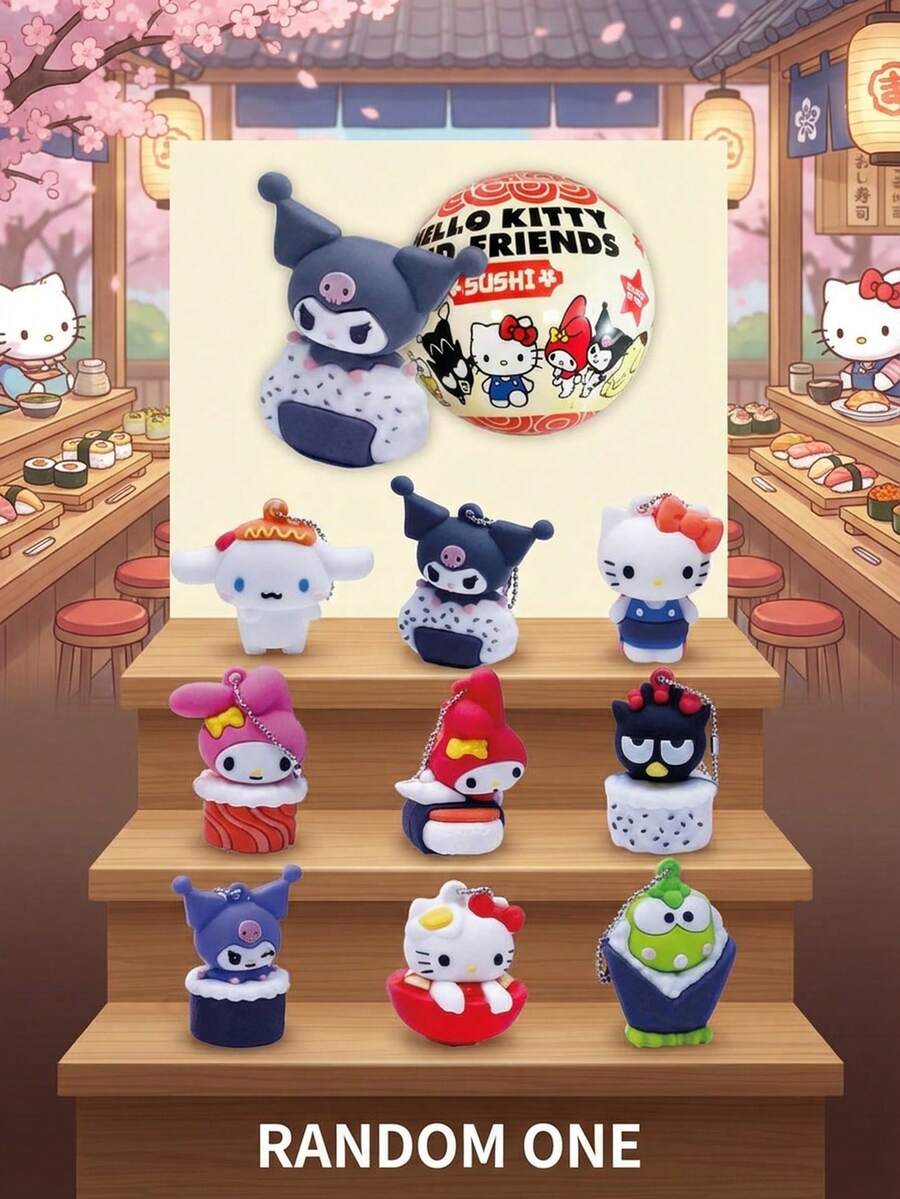 SANRIO 1个正品盲盒/盲袋3D立体人偶挂件钥匙扣收藏动漫人物背包装饰套装 - 彩色 - 查看 1
