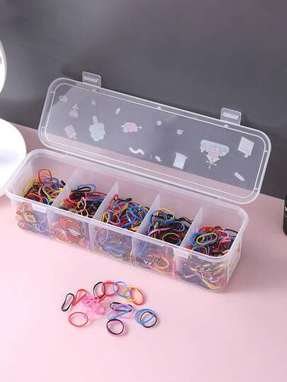 5칸 투명 플라스틱 보관함 (스티커 없음), 헤어핀, 머리끈, 케이블, 작은 물건 보관, 데스크탑 정리용