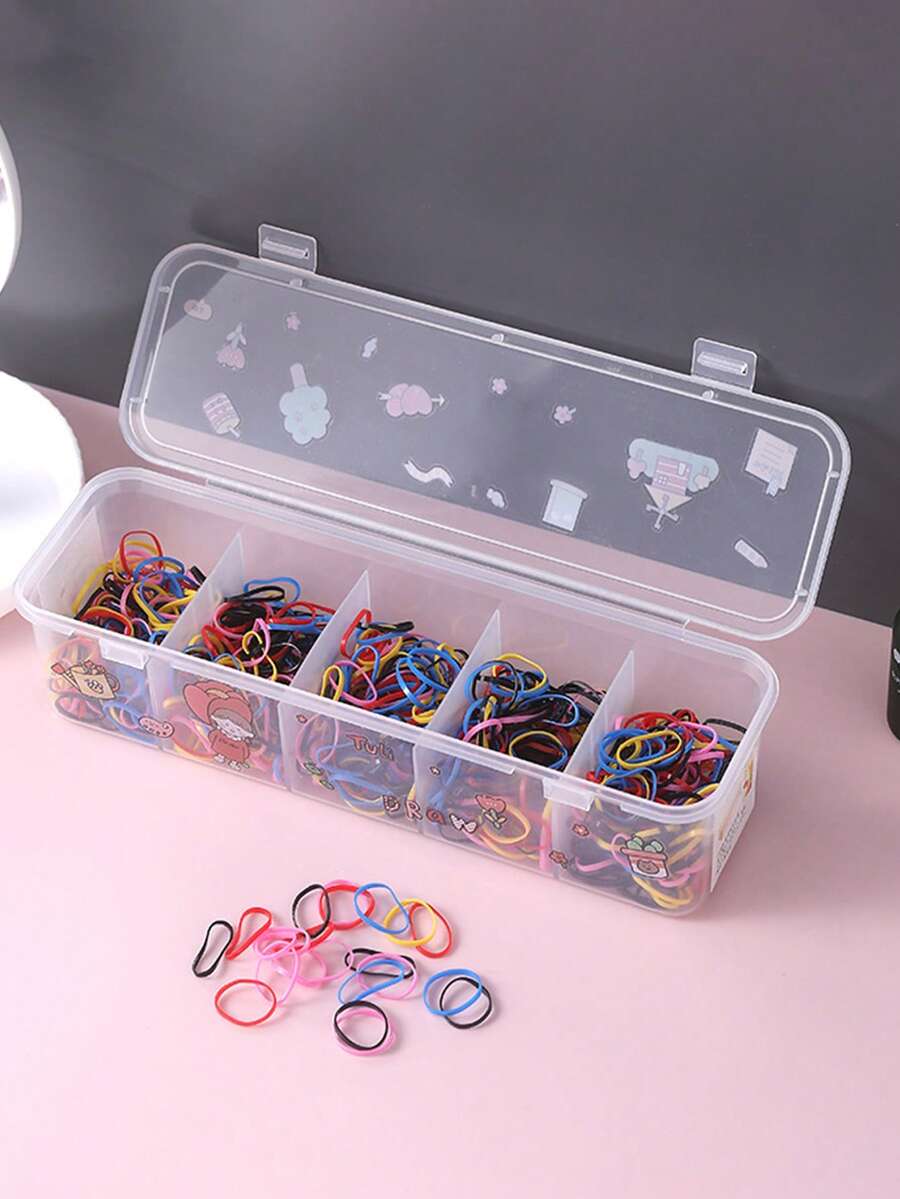Hộp đựng đồ bằng nhựa trong suốt 5 ngăn (không kèm sticker), thích hợp để đựng kẹp tóc, dây buộc tóc, dây cáp, vật dụng nhỏ, và sắp xếp bàn làm việc. - Trong sáng - Xem 1