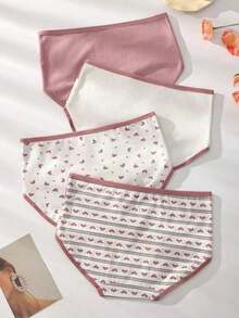 8 Pcs High Waisted Cotton Women's Underwear,Pink Print Ropa Interior Mujer,Soft And Comfortable Underwear For Women,Students Can Wear Women Panties Available In Plus Size Bragas Mujer - 粉色 - 查看 7