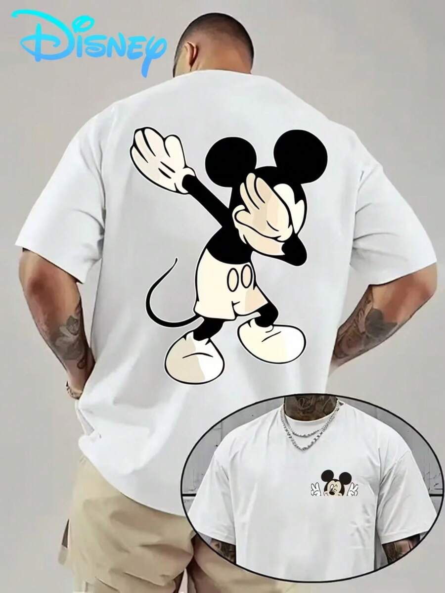 Officially Licensed Disney Mickey Mouse T-Shirt Men's & Unisex CasualTee With Iconic Front & Back Print, Breathable Summer Wear Suitable ForParties, Daily Outfits & Birthday Gifts (Regular Fit) - White - View 1