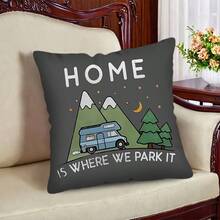 2 Stücke/1 Stück Retro Wohnmobil Themen Kissenbezug, Wohnmobil Zitat "Zuhause ist, wo wir parken", Polyester einseitig Muster, 45x45 cm, perfektes Geschenk für Reisebegeisterte, Outdoor Camping Zubehör, gemütliche Sofa Dekoration für Zuhause, ohne Kissenfüllung - Form - Übersicht 5