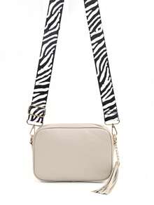 1pc Girls' Quilted Crossbody Bag, Adjustable Zebra Print Strap, Fashionable Diamond Embroidery, Great Gift - Multicolor - View 9