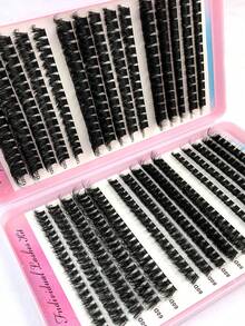 500 buc Gene false din lemn de nurcă sintetic, 200D/160D/120D/100D/80D/60D, cu capacitate mare, tip cluster, cu bucle D de 0,07 mm, lungimi mixte de 10-18 mm, naturale și moi pentru machiaj, potrivite pentru începători și cadouri - D - Vizualizare 9