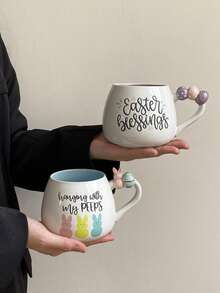 1pc Easter Bunny Egg Mug Creative 3D Rabbit Egg Ceramic Mug Design Suitable For Home Living Rooms And Bedrooms Breakfast Cup, Afternoon Tea Latte Art Festive Gatherings, Gift-Giving Occasions Easter Holiday Gift - Multicolor - View 8