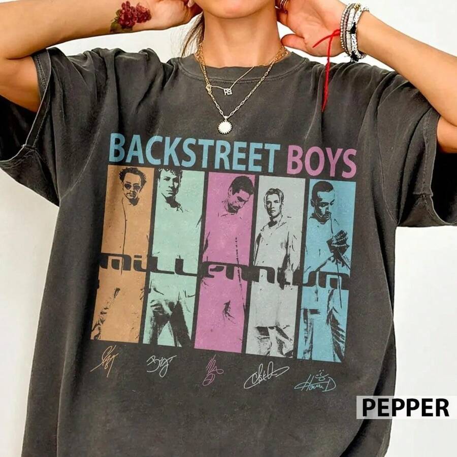 Backstreet Boy Millennium Tour Music Vintage Shirt - Black - View 1