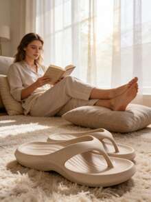 Women's Comfortable EVA Flip-Flops - Lightweight, Soft-Soled Beach Sandals With Arch Support, Suitable For All Seasons, Perfect For Indoor, Outdoor, And Beach Use. - Màu Xám nhạt - Xem 5