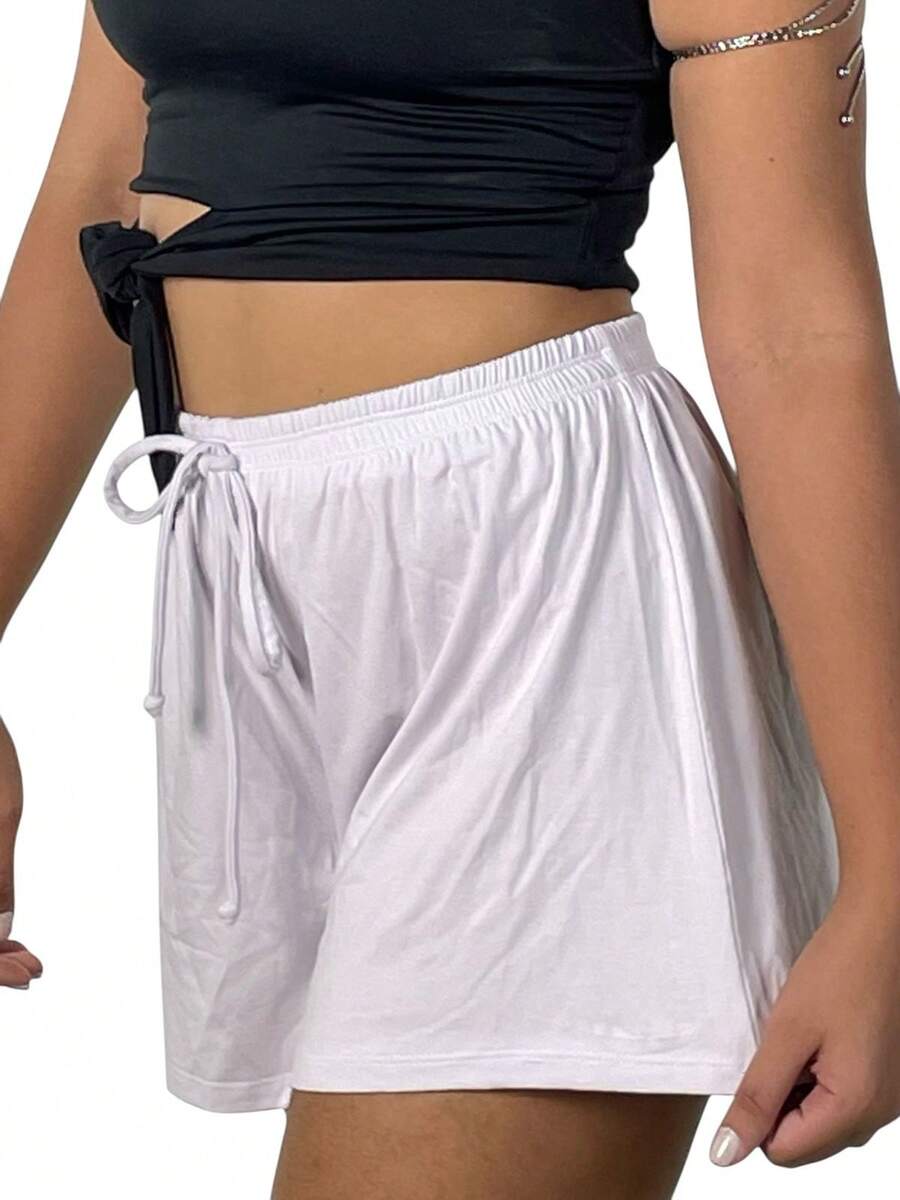 Women's Shorts Loose High Waist New Viscolycra Mesh Breeze - White - View 1