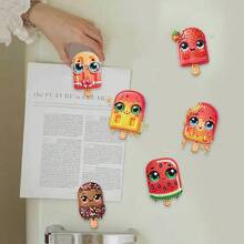 6pcs Diamond Art Fridge Magnets, Summer Ice Cream Diamond Painting Decor, DIY Diamond Painting Magnet Kit For DIY Crafts, Gifts, Fridge, Mailbox Decoration - View 5