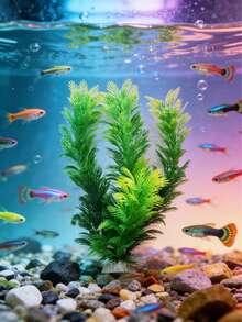 11.8 Inch Aquarium Artificial Plastic Plant Decor, Goldfish Bettas Fish Tank Decoration Hide, Large Realistic Grass Ornament Suitable For Small & Medium Fish Tanks, Providing Natural Hiding And Resting Place For Fish And Shrimp - C - View 4