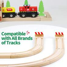 8 piezas de accesorios de pista de juguete de madera que incluyen topes masculinos y femeninos compatibles con las principales marcas de pistas de tren de madera - Multicolor - Ver 3